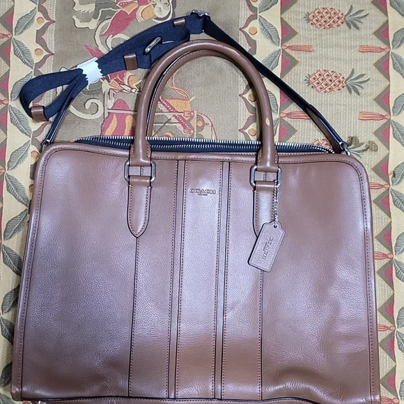 NEW COACH F72309 Bond Briefcase Smooth Leather Brown Laptop Bag